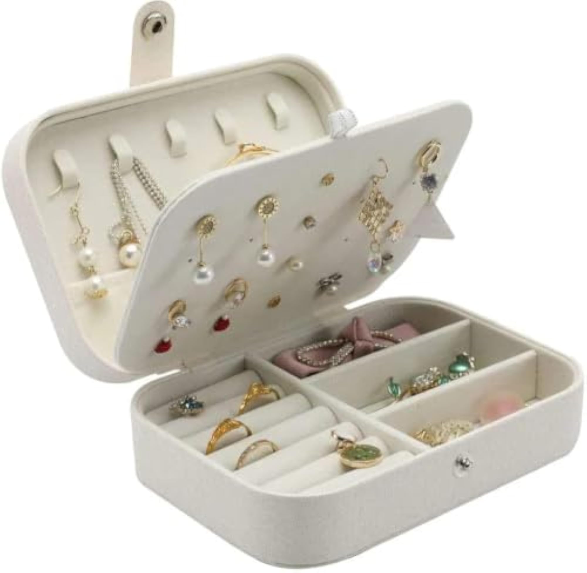 Portable Travel Jewelry Box, Small Two-Layer Organizer